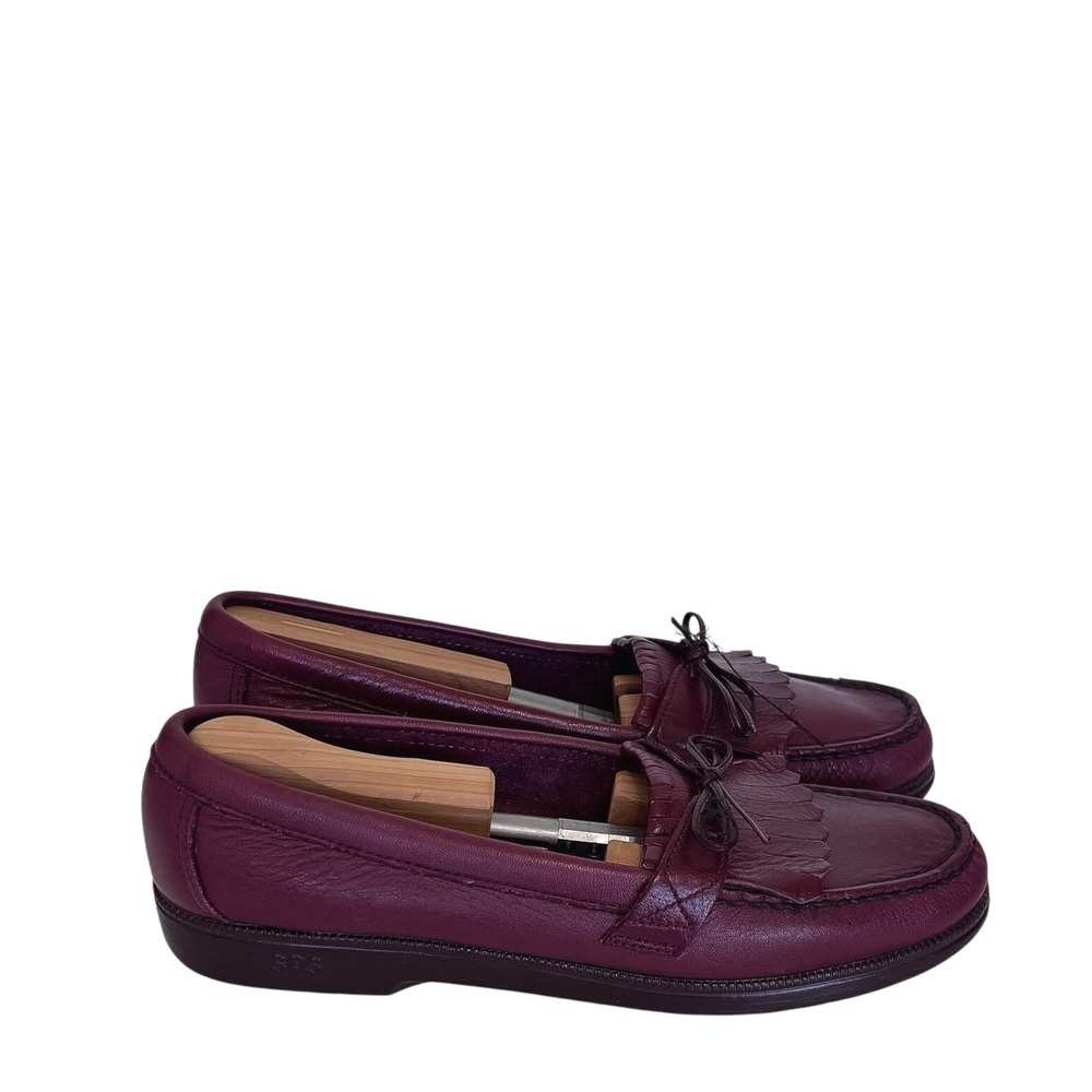 SAS Shoes Womens Kiltie Moc Loafers 10N Burgundy Leather Comfort Handsewn Casual